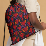 Flaming Heart -All-Over Print Drawstring bag