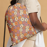 Retro Line Floral Pattern - Drawstring Bag