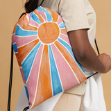 Retro Rainbow Sun - All-Over Print Drawstring Bag