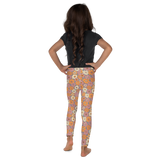 Retro Line Floral Pattern - All-Over Print Kid's Leggings