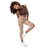 Retro Line Floral Pattern - All-Over Print Kid's Leggings