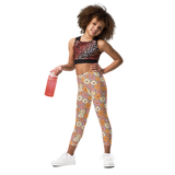 Retro Line Floral Pattern - All-Over Print Kid's Leggings