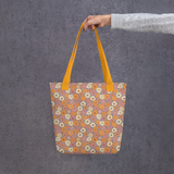Retro Line Floral Pattern - All-Over Print Tote Bag