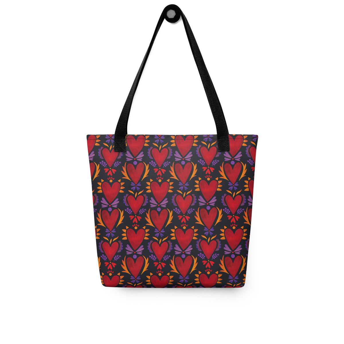 ★RONRON ★HEART PATTERN MESH TOTE BAG all-over-print-tote-black-