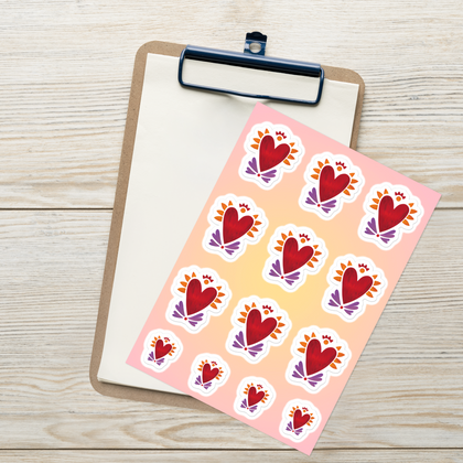 Flaming Heart - Kiss-Cut Sticker Sheet