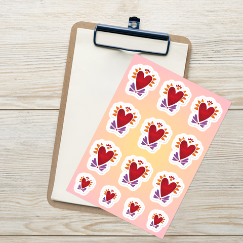 Flaming Heart - Kiss-Cut Sticker Sheet