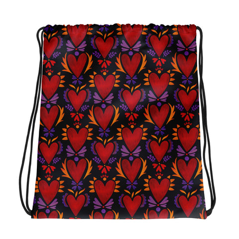 Flaming Heart -All-Over Print Drawstring bag