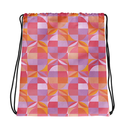 Geo Florals Pink - Drawstring Bag