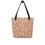 Retro Line Floral Pattern - All-Over Print Tote Bag