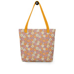 Retro Line Floral Pattern - All-Over Print Tote Bag